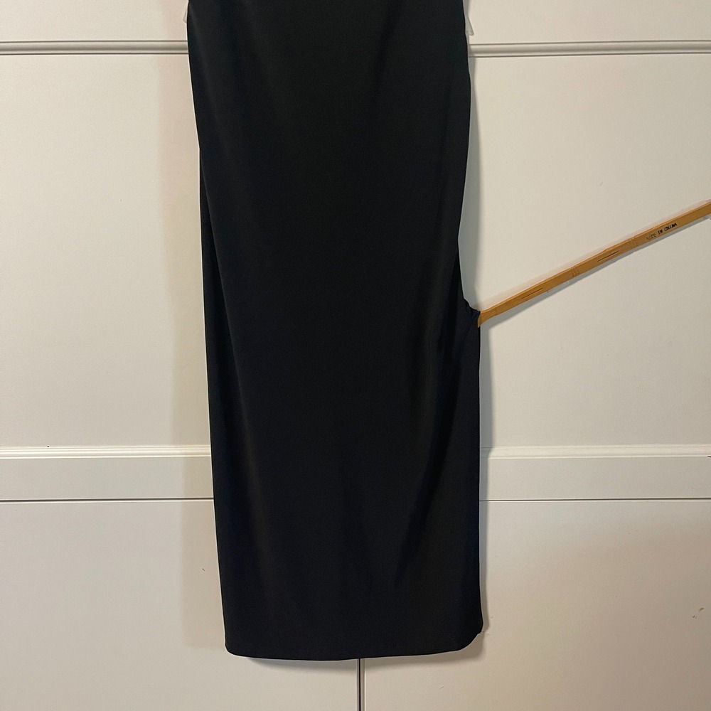 Bebe Black Cowl Neck Midi Dress Womens Small Bodycon Spaghetti Strap Side Slit - Picture 4 of 5